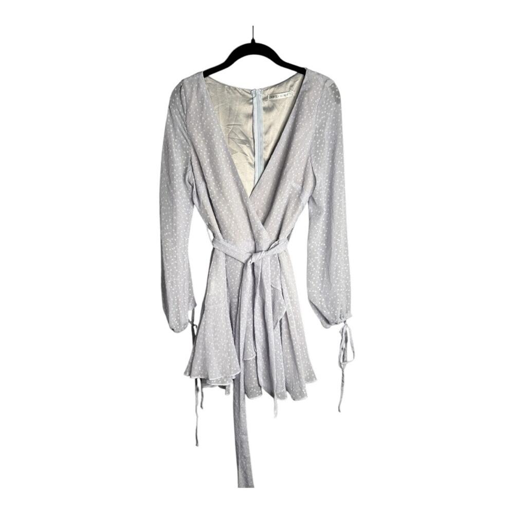 Saints + Secrets Light Purple Swiss Dot Wrap Belted Dress Small